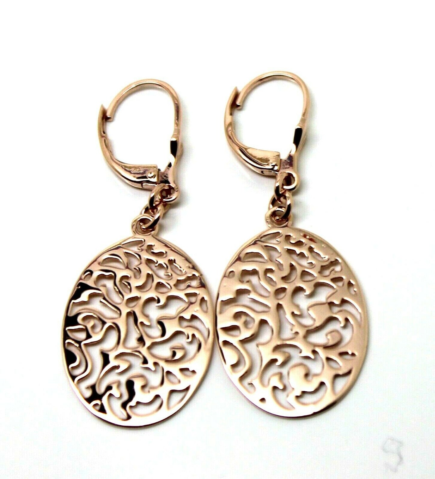 Continental Hooks 9ct Solid Yellow, Rose or White Gold Antique Oval Filigree Drop Earrings