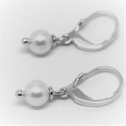 Kaedesigns 9ct 9k 375 Yellow, Rose or White Gold 6mm White Pearl Continental Clip Earrings