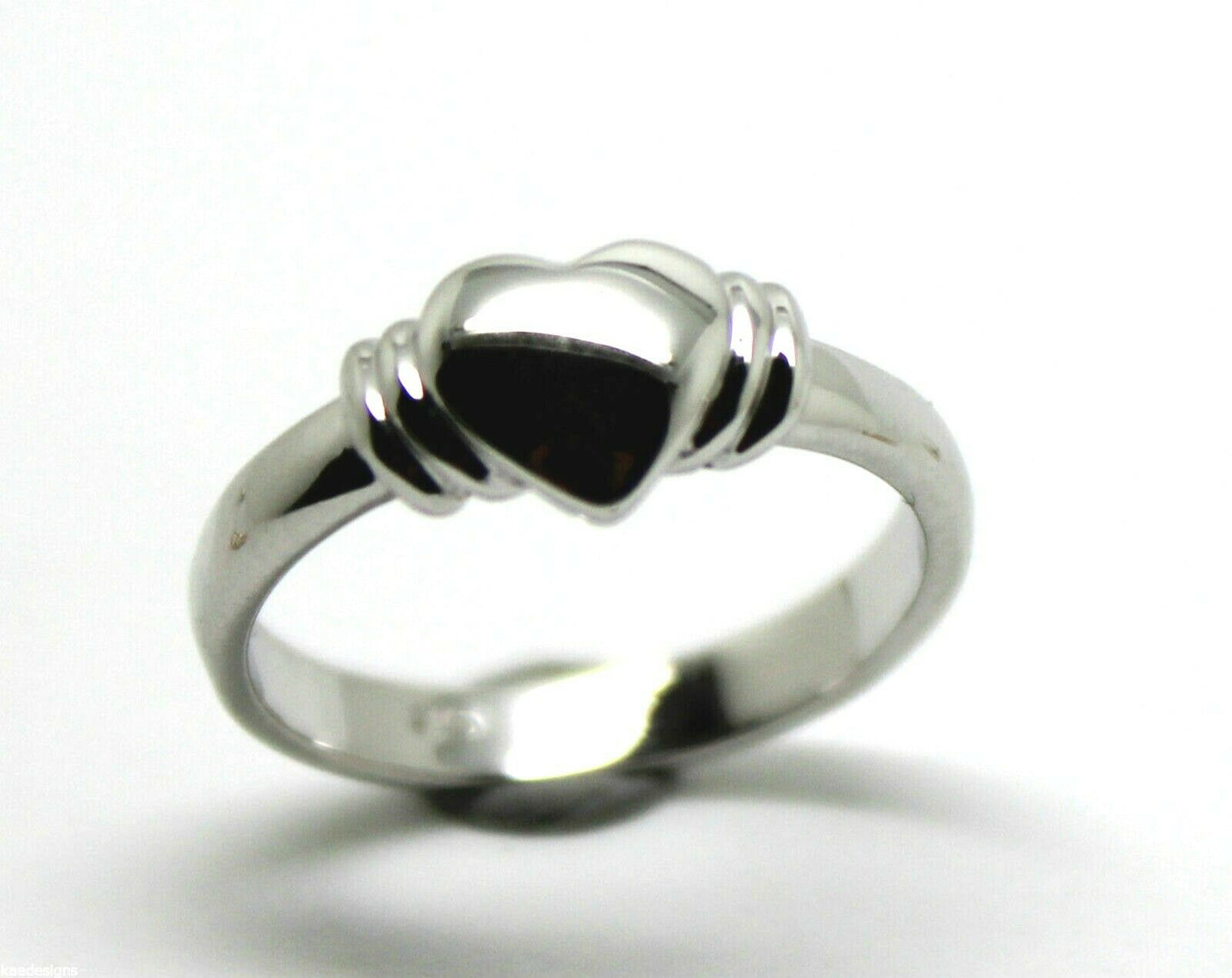 Genuine 9ct 9k Small Solid White Gold Heart Signet Ring - Ring size F