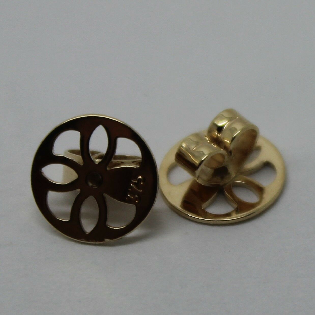 Genuine 9ct or 18ct Yellow or White Gold Filigree Disc Earrings Butterfly Backs