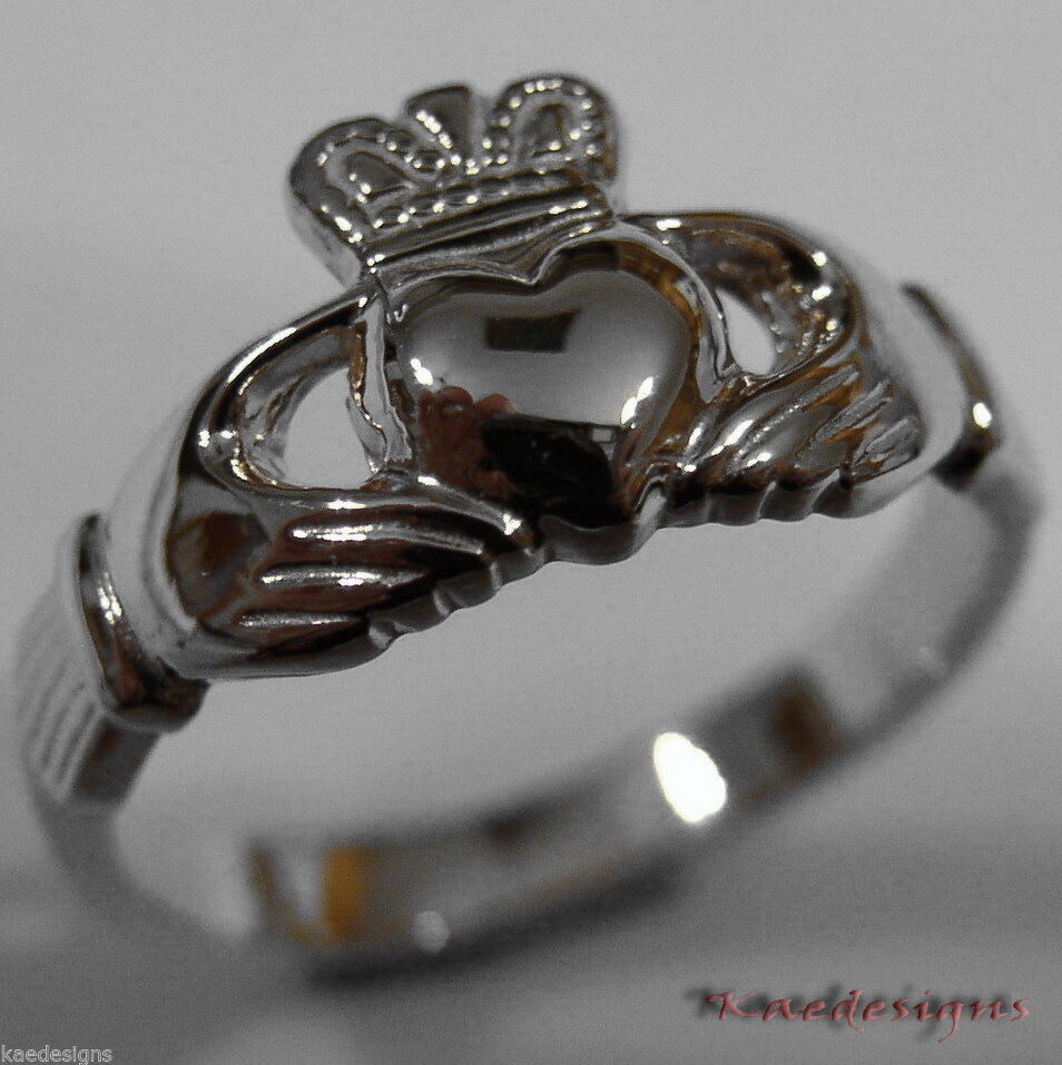 Genuine 9ct 375 Solid Yellow, Rose or White Gold Claddagh Celtic Friendship Ring In Your (Sizes L to S)