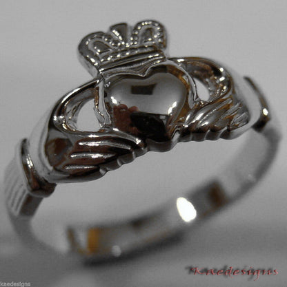 Genuine 9ct 375 Solid Yellow, Rose or White Gold Claddagh Celtic Friendship Ring In Your (Sizes L to S)