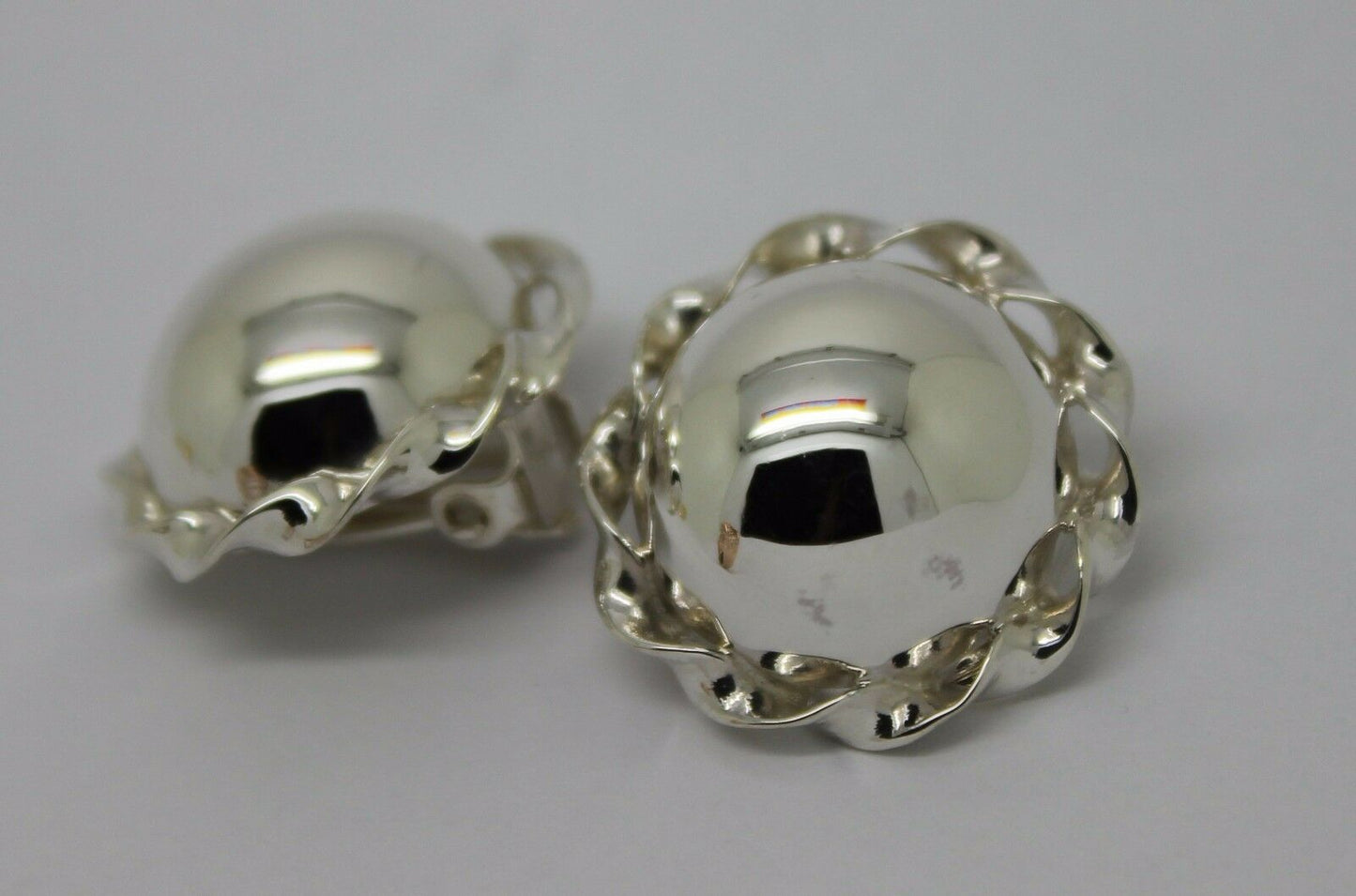 Kaedesigns Sterling Silver 925 Half Large Ball Round Clip On Earrings