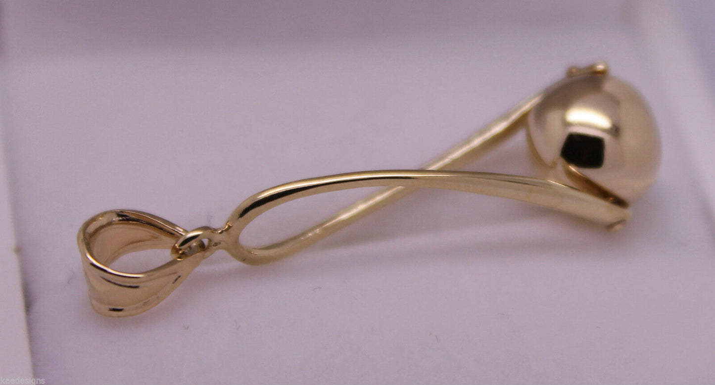 Genuine Solid 9ct Yellow Or Rose Or White Gold 8mm Long Swirl Ball Pendant