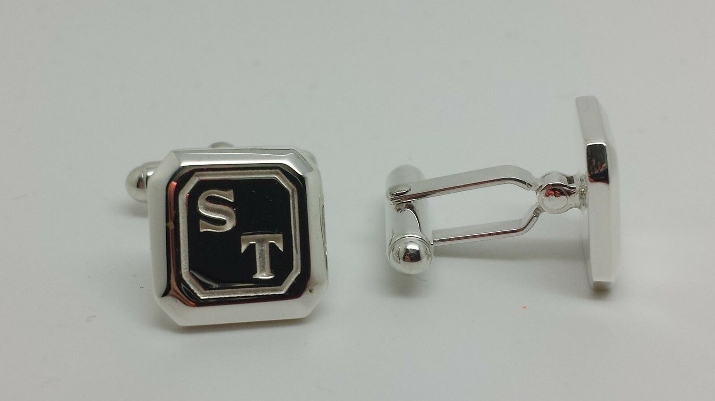 Genuine 9ct 9K Full Solid Custom Made Heavy Engraved Cufflinks White Gold