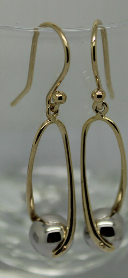 Kaedesigns Genuine 9ct 9kt 375 Yellow & White Gold 8mm Ball Drop Earrings