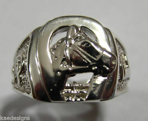 Kaedesigns, 9ct 375 Yellow or Rose or White Gold Large Heavy Horse Shoe Ring 390