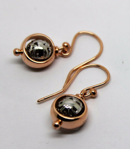 Kaedesigns Genuine 9ct 9k 375 Rose & White Gold Filigree Belcher Ball Earrings