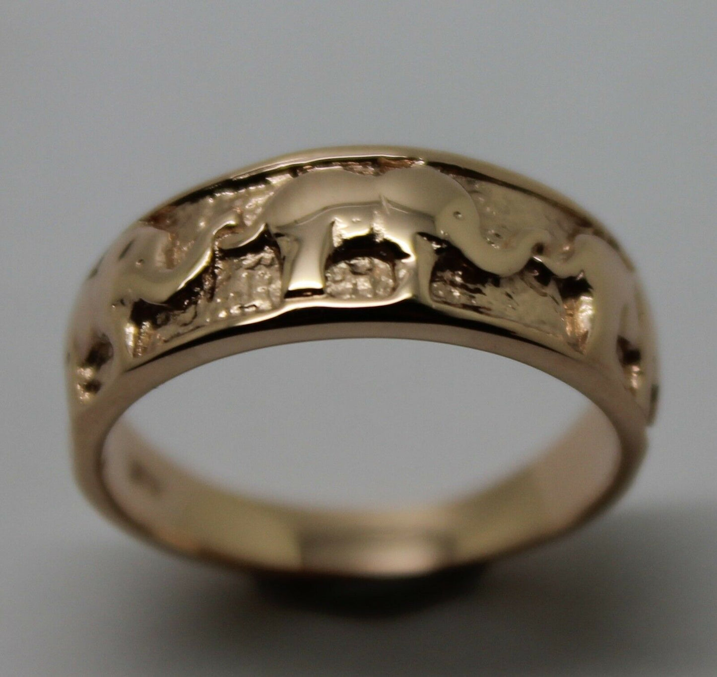Size K Genuine 9ct 9kt 375 Full Solid Yellow, Rose or White Gold Lucky Elephant Ring 209