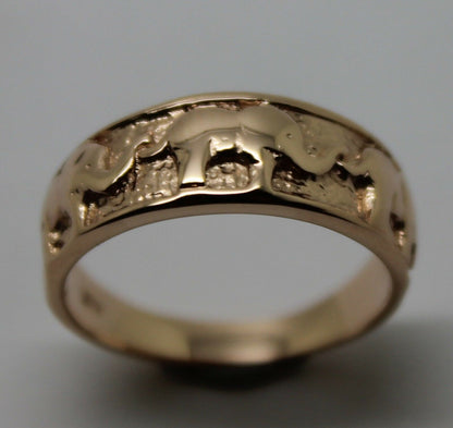 Size K Genuine 9ct 9kt 375 Full Solid Yellow, Rose or White Gold Lucky Elephant Ring 209