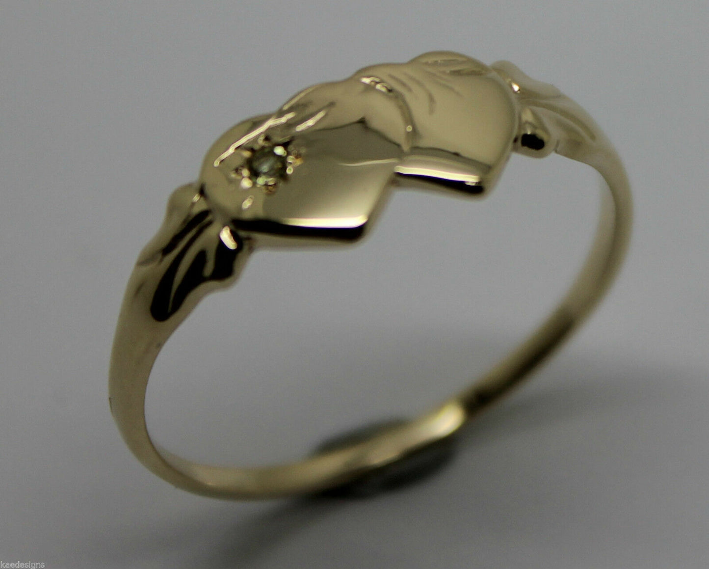 Genuine 9ct 9k 375 Yellow, Rose or White Gold Double Heart Signet Ring Peridot -August Birthstone
