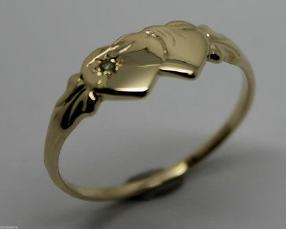 Genuine 9ct 9k 375 Yellow, Rose or White Gold Double Heart Signet Ring Peridot -August Birthstone