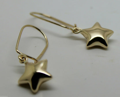 Genuine 9ct 9k 375 Yellow Or White Or Rose Gold Bubble Drop Star Closed Hook Earrings