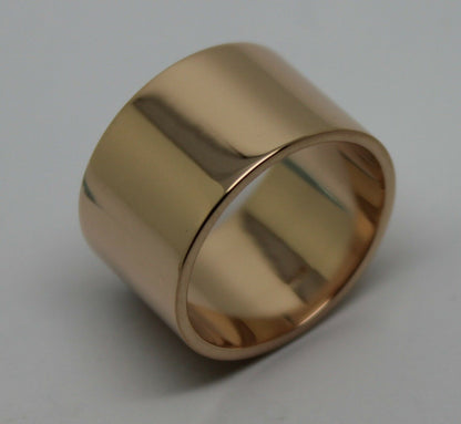 Genuine Solid 9ct 9k Rose Or Yellow Or White Gold 12mm Wide Flat Band Ring Size O