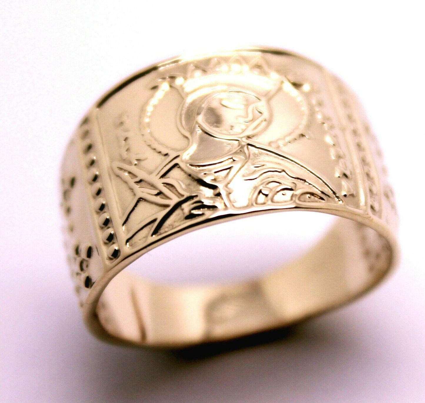 Genuine Solid 14kt 14ct 585 White Or Rose Or Yellow Gold St Saint Catherine Ring