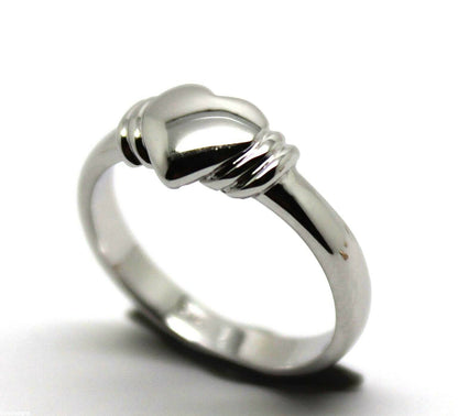 Genuine 9ct 9k Small Solid White Gold Heart Signet Ring - Ring size F