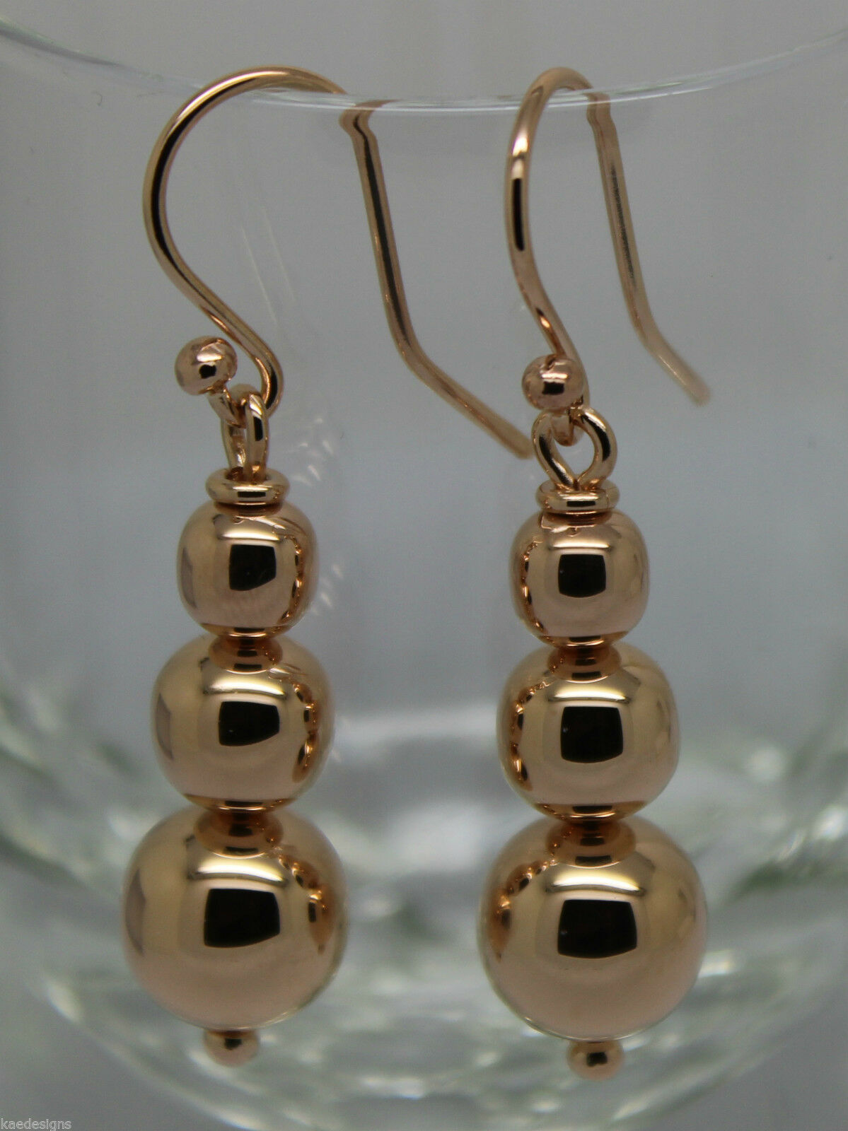 Kaedesigns 9ct 9k 375 Yellow Or White Or Rose Gold 375 Three Ball Drop Ball Earrings