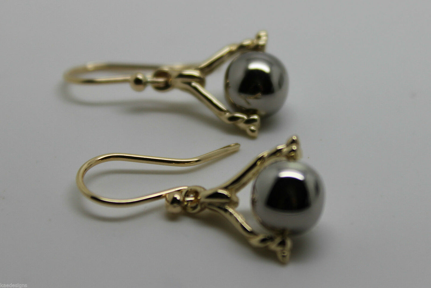 Genuine 9ct 9K 375 Solid Yellow And White Gold Plain Ball Spinner Earrings 435