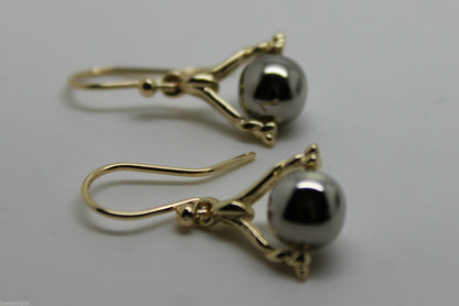 Genuine 9ct 9K 375 Solid Yellow And White Gold Plain Ball Spinner Earrings 435