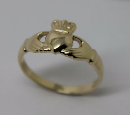 Genuine 9ct 375 Solid Yellow, Rose or White Gold Claddagh Celtic Friendship Ring In Your (Sizes L to S)