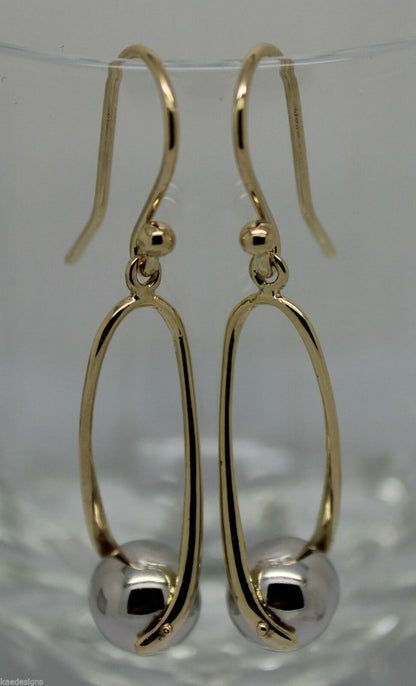 Kaedesigns Genuine 9ct 9kt 375 Yellow & White Gold 8mm Ball Drop Earrings