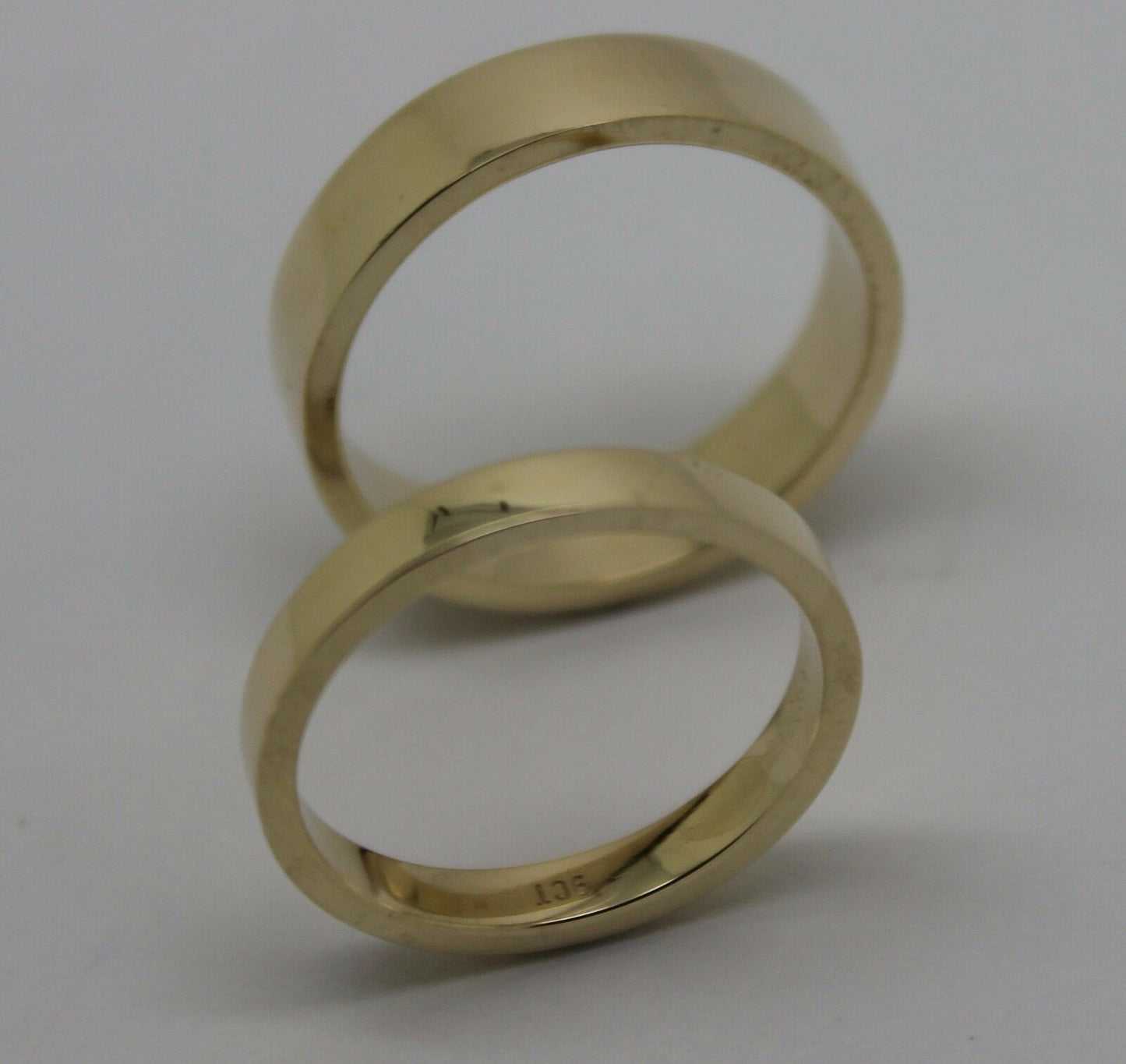 Genuine His & Hers Set Solid 9ct 9K Yellow Gold Flat Plain Wedding Bands Couple Rings