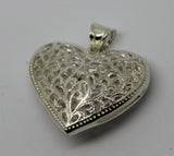Genuine Sterling Silver Huge Heavy Large Filigree Heart Pendant