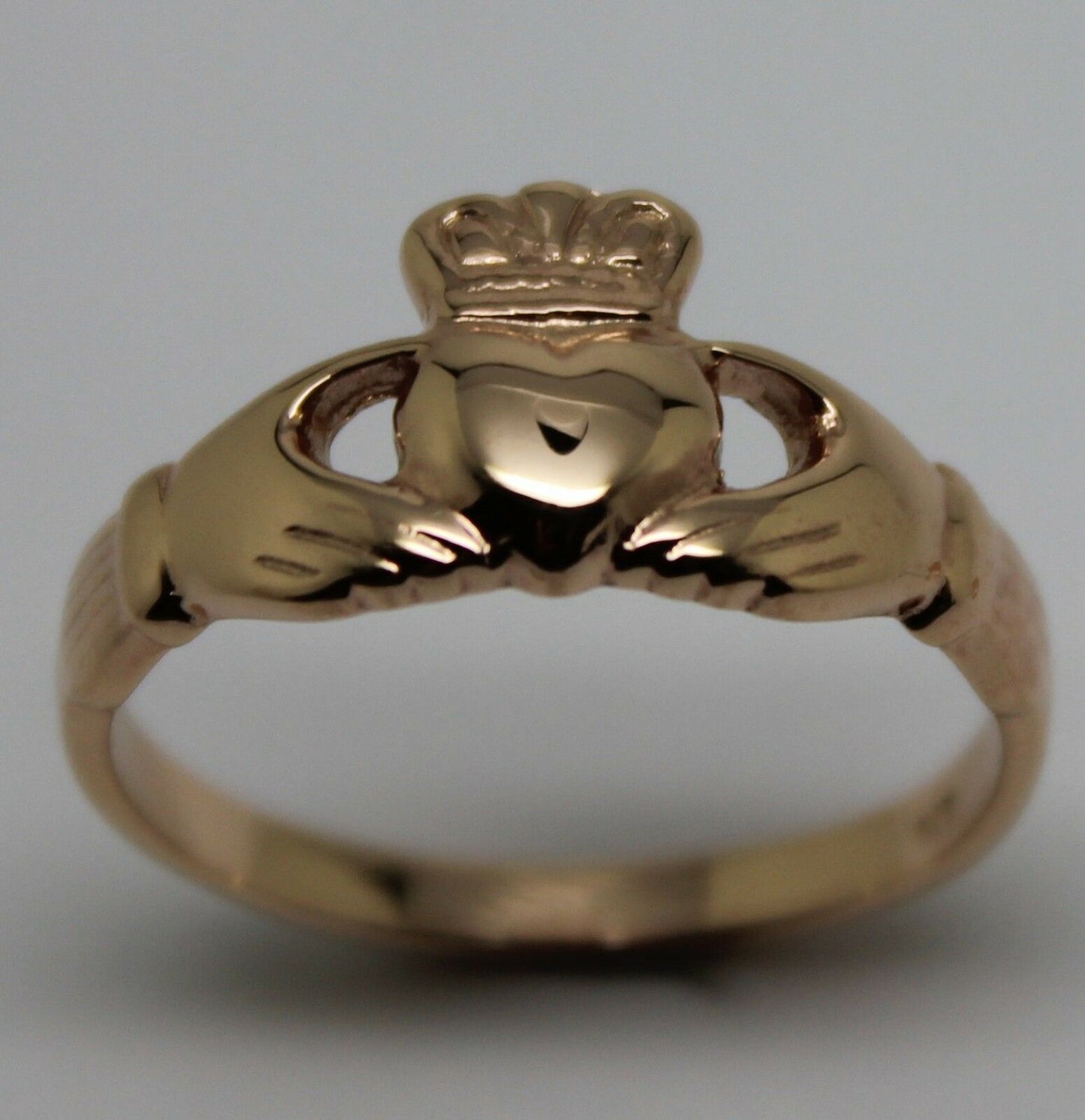 Genuine 9ct 375 Solid Yellow, Rose or White Gold Claddagh Celtic Friendship Ring In Your (Sizes L to S)