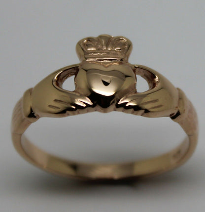 Genuine 9ct 375 Solid Yellow, Rose or White Gold Claddagh Celtic Friendship Ring In Your (Sizes L to S)