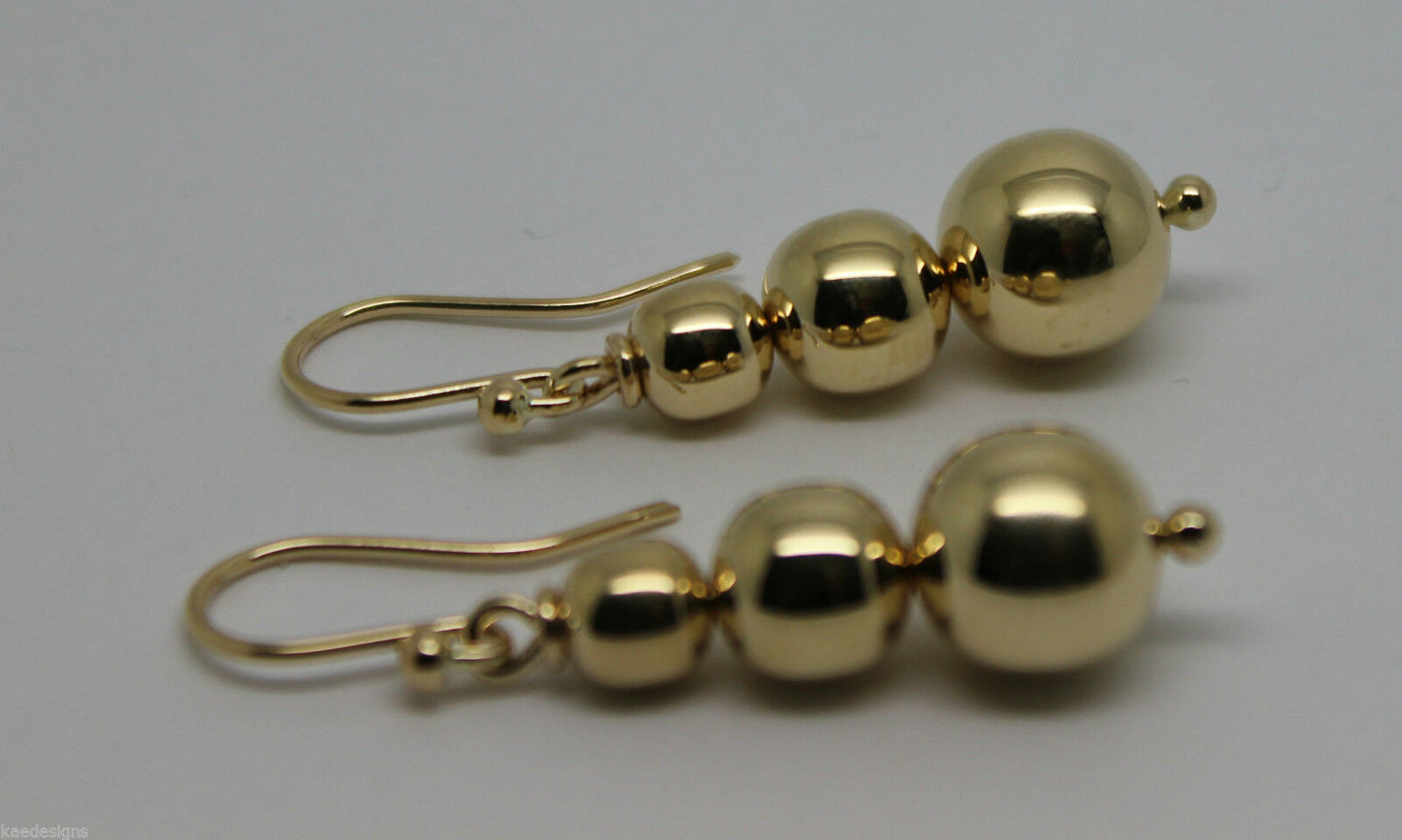 Kaedesigns 9ct 9k 375 Yellow Or White Or Rose Gold 375 Three Ball Drop Ball Earrings