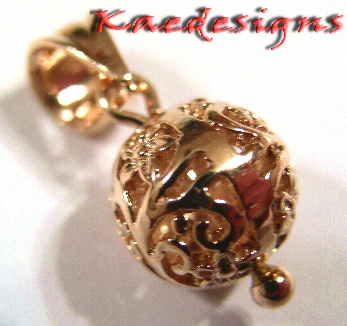 Kaedesigns Genuine 9ct Yellow, Rose or White Gold 10mm Filigree Ball Pendant