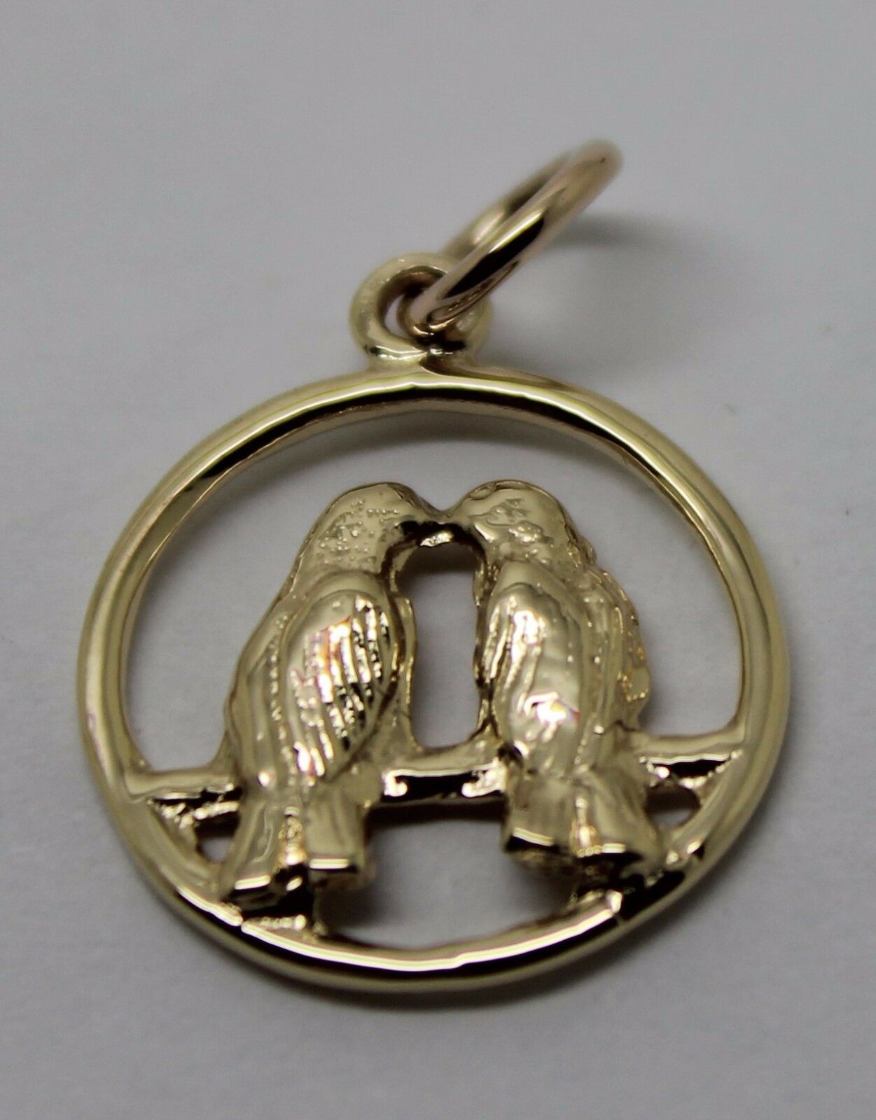 Genuine 9ct Yellow or Rose or White Gold or Silver Lovebirds Love Birds Pendant