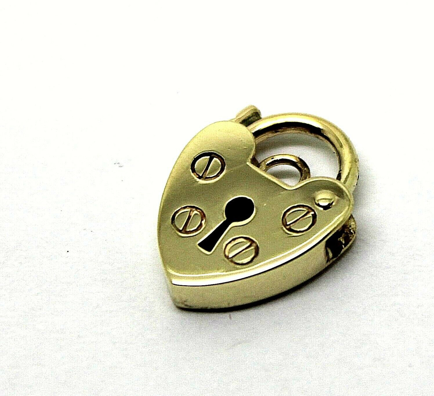 Genuine Small 9.5mm 9ct Yellow or Rose Gold Screw Heart Pendant Padlock