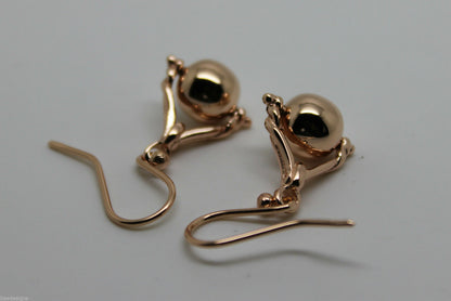 Genuine 9ct 9k 375 Yellow, Rose or White Gold Plain Ball Spinner Earrings