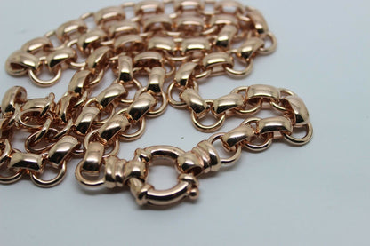 Genuine 9ct Yellow, Rose or White Gold 375,Solid Heavy Oval Belcher Necklace Chain 60grams 60cm