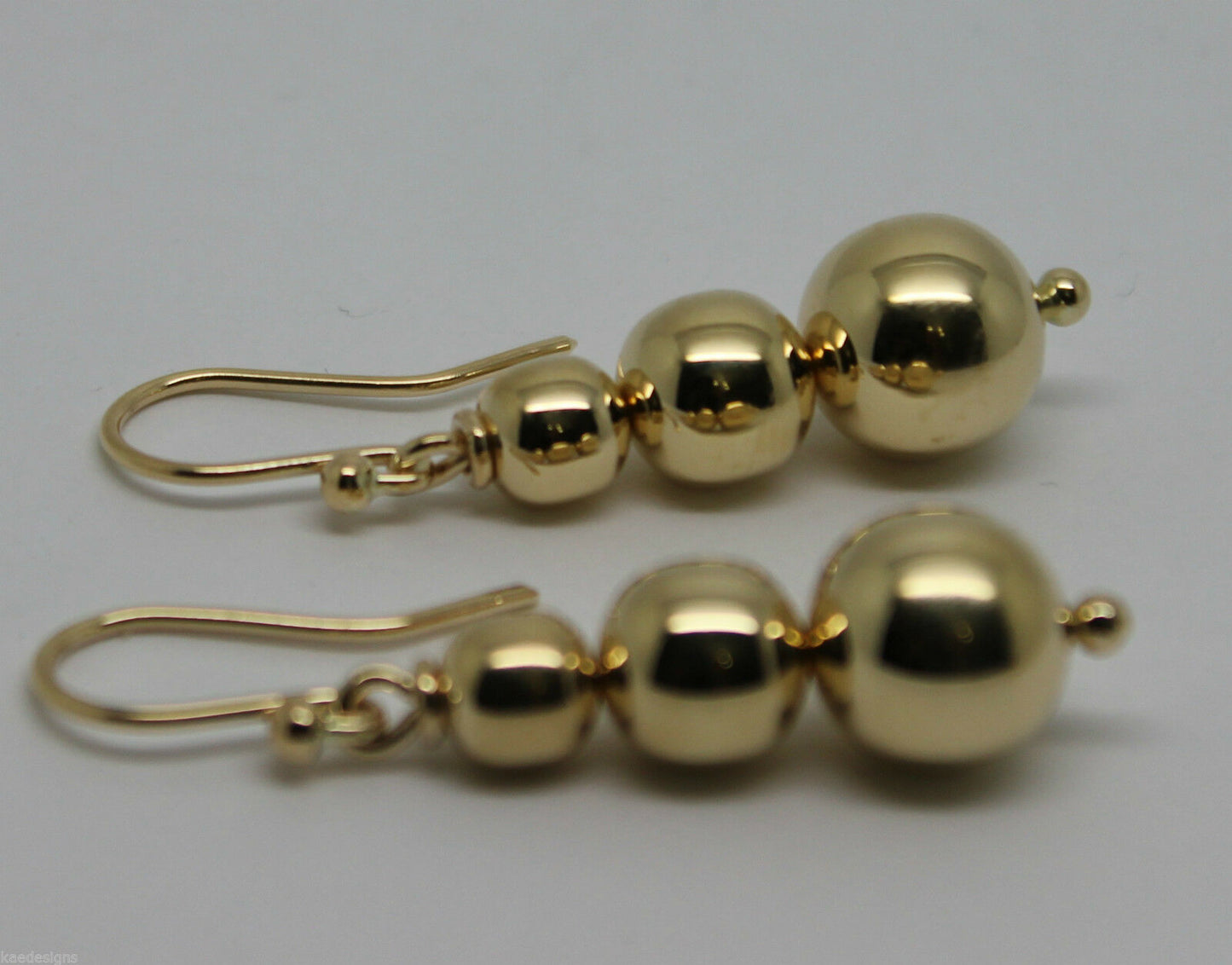 Kaedesigns 9ct 9k 375 Yellow Or White Or Rose Gold 375 Three Ball Drop Ball Earrings