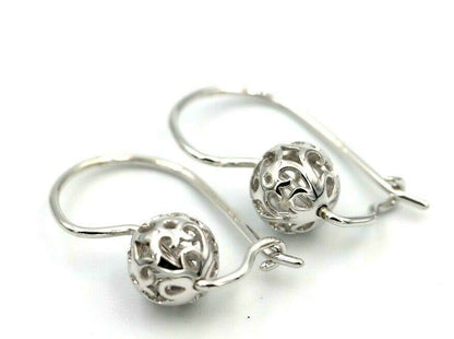 Genuine New 9k 9ct 375 Yellow, Rose and White Gold 8mm Ball Filigree Earrings