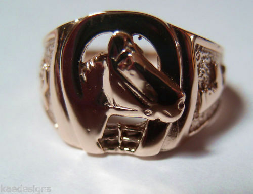 Kaedesigns, 9ct 375 Yellow or Rose or White Gold Large Heavy Horse Shoe Ring 390