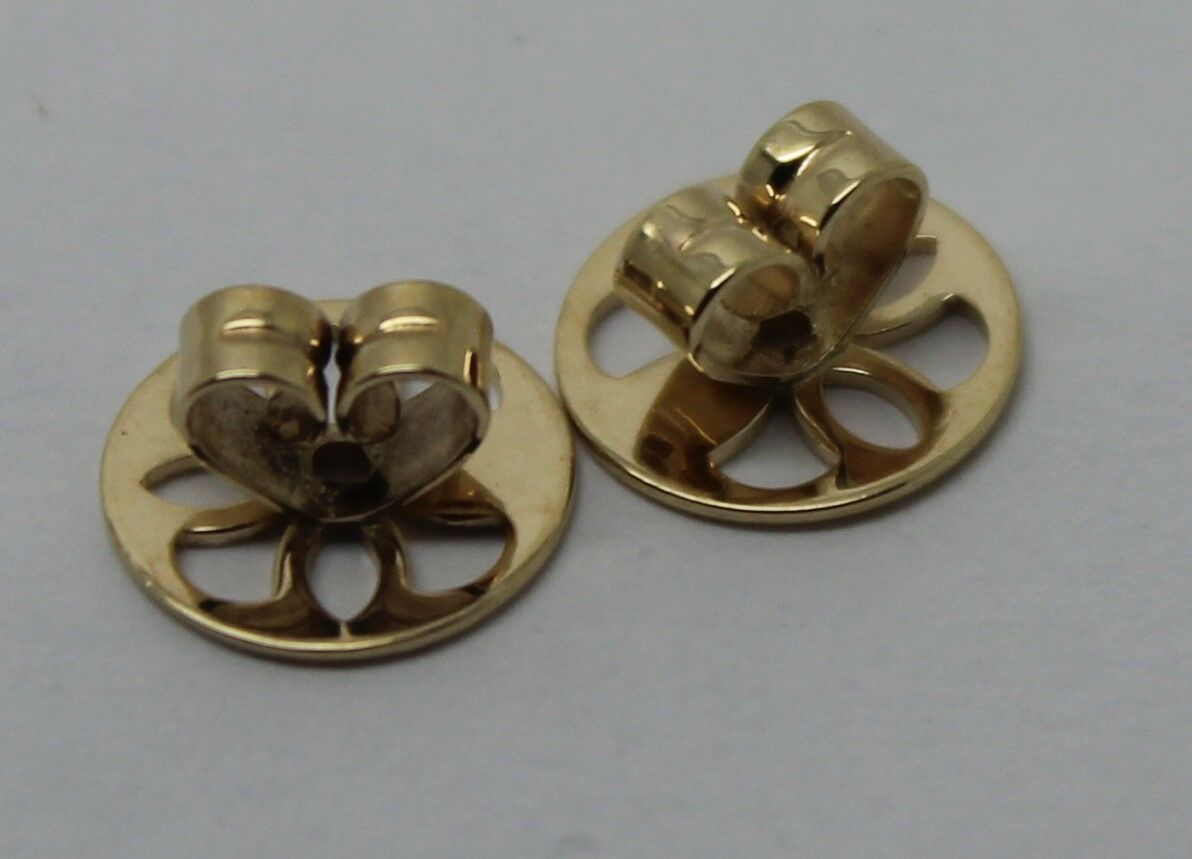 Genuine 9ct or 18ct Yellow or White Gold Filigree Disc Earrings Butterfly Backs