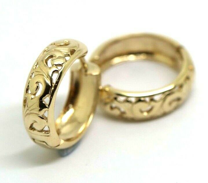 Kaedesigns Genuine 9ct 9k 375 Solid Yellow, Rose or White Gold Hoop Filigree Huggies Earrings