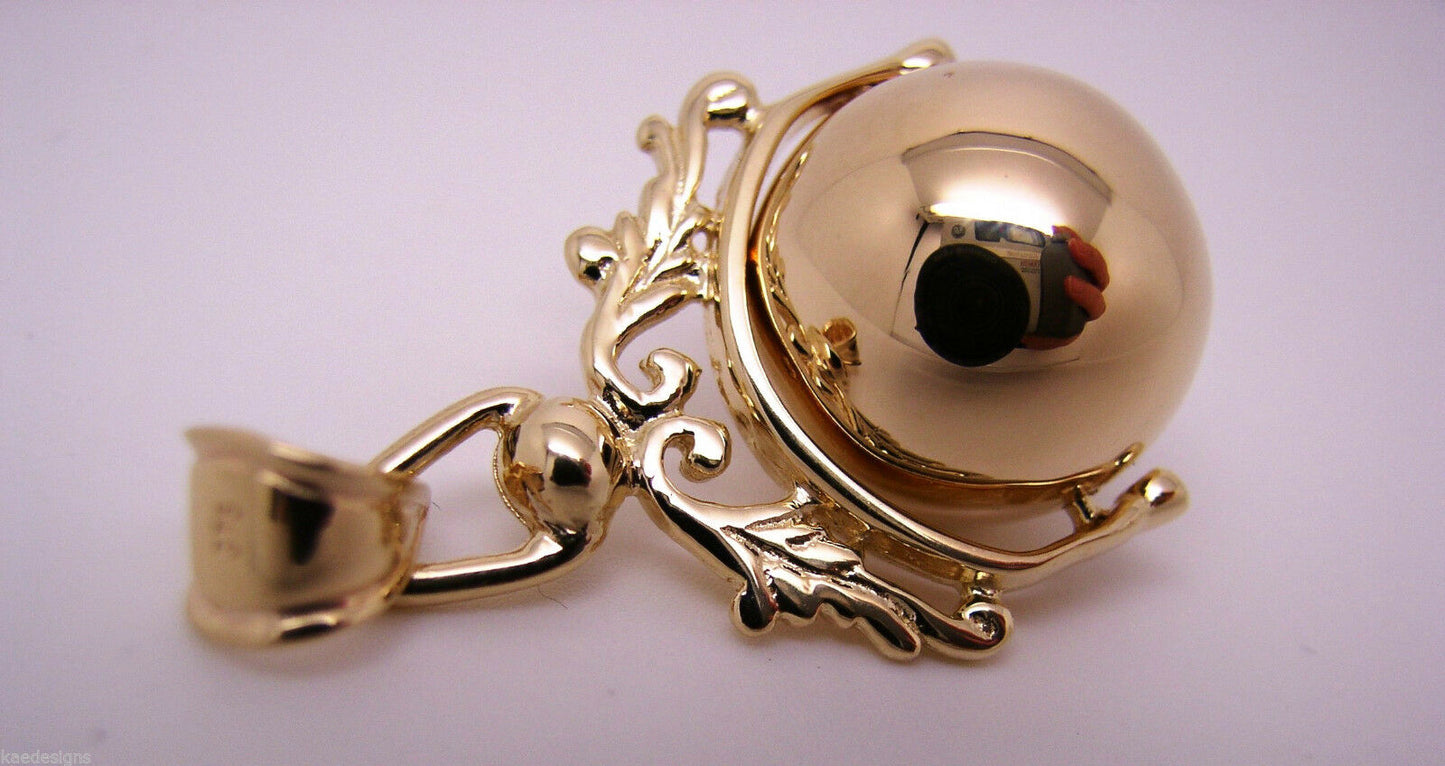 Kaedesigns, New Solid 9ct Yellow Or Rose Or White Gold 16mm Ball Spinner Pendant