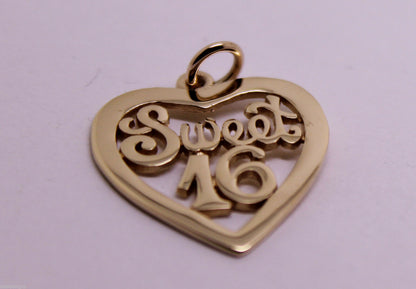 Kaedesigns Genuine 9ct Yellow or Rose or White Gold or Silver Sweet 16 Pendant