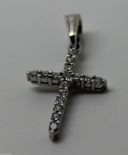 New Genuine 18ct 18k 750 White Gold Crucifix Cross And Genuine Diamond Pendant