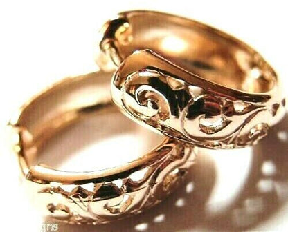 Kaedesigns Genuine 9ct 9k 375 Solid Yellow, Rose or White Gold Hoop Filigree Huggies Earrings