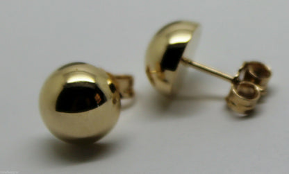 Genuine 9ct 9K 375 Solid Yellow, Rose or White Gold 10mm Stud Half Ball Earrings