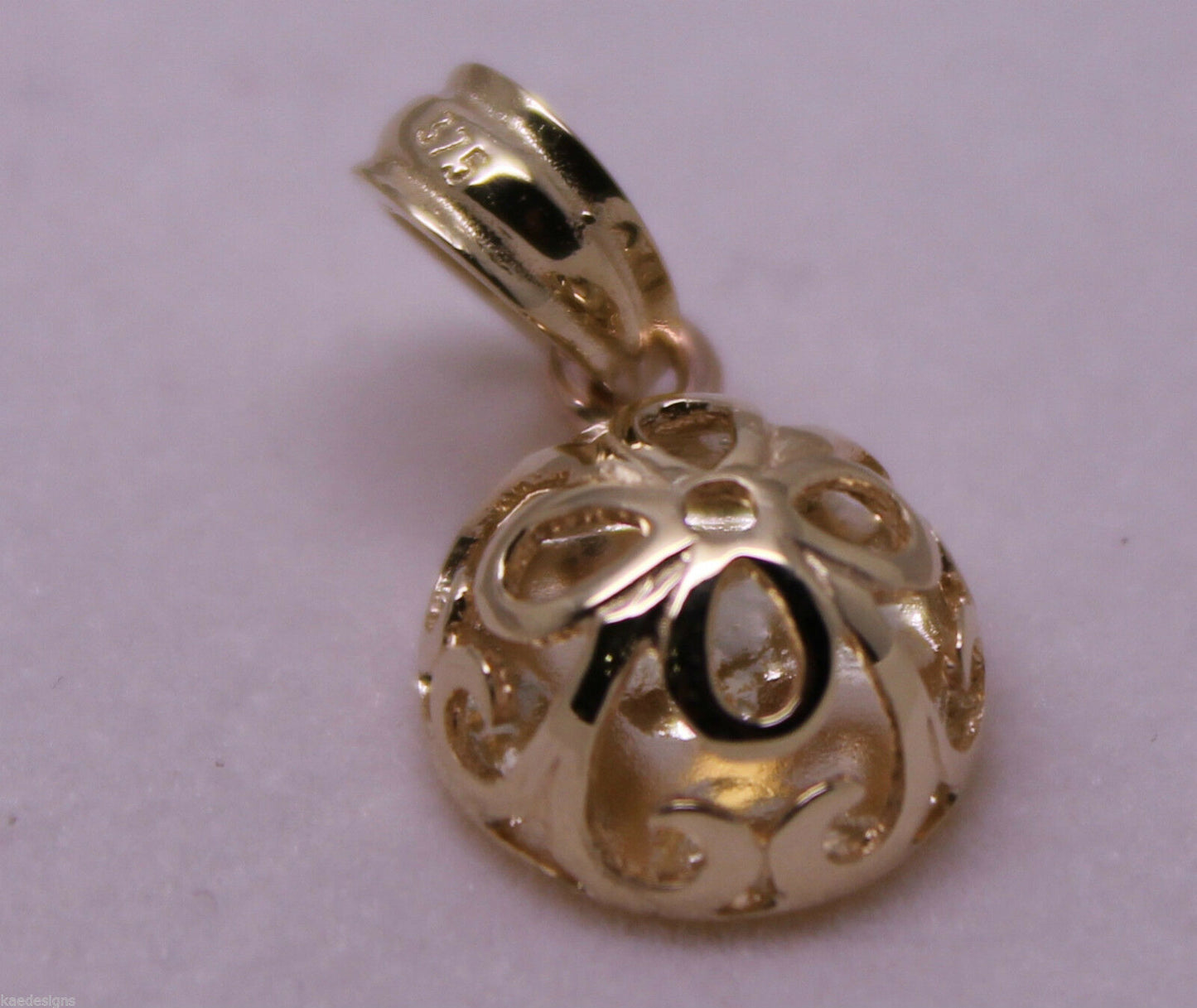 Genuine Solid 9ct Yellow Or Rose Or White Gold Half Ball Filigree Flower Pendant