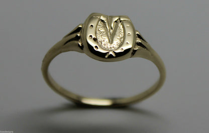 Genuine Solid 9ct 9kt Yellow Gold 375 Childs Lucky Horseshoe Ring - Choose your size