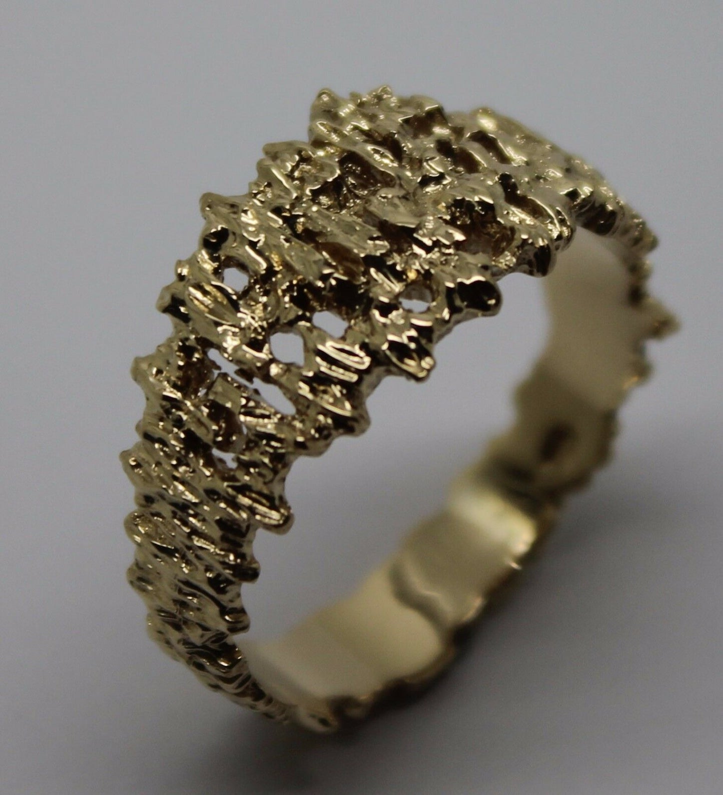 Size Z Genuine 9ct 375 Full Solid Yellow, Rose or White Gold Nugget Ring 12mm Wide 267