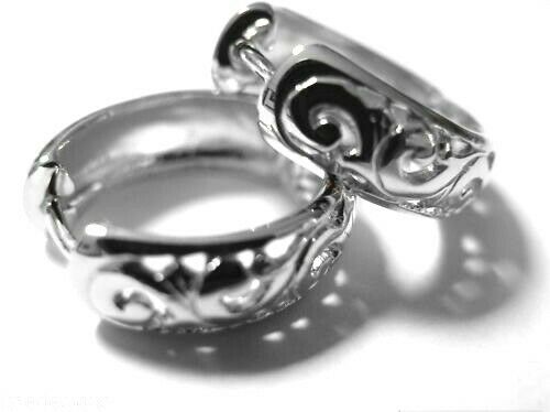 Kaedesigns Genuine 9ct 9k 375 Solid Yellow, Rose or White Gold Hoop Filigree Huggies Earrings