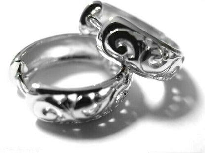 Kaedesigns Genuine 9ct 9k 375 Solid Yellow, Rose or White Gold Hoop Filigree Huggies Earrings